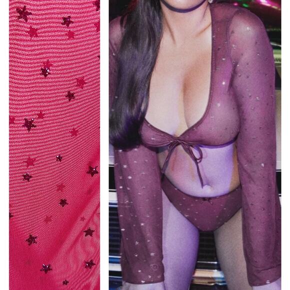 NEW Savage X Fenty PINK sheer star print crop top bra, 2X - Picture 1 of 11